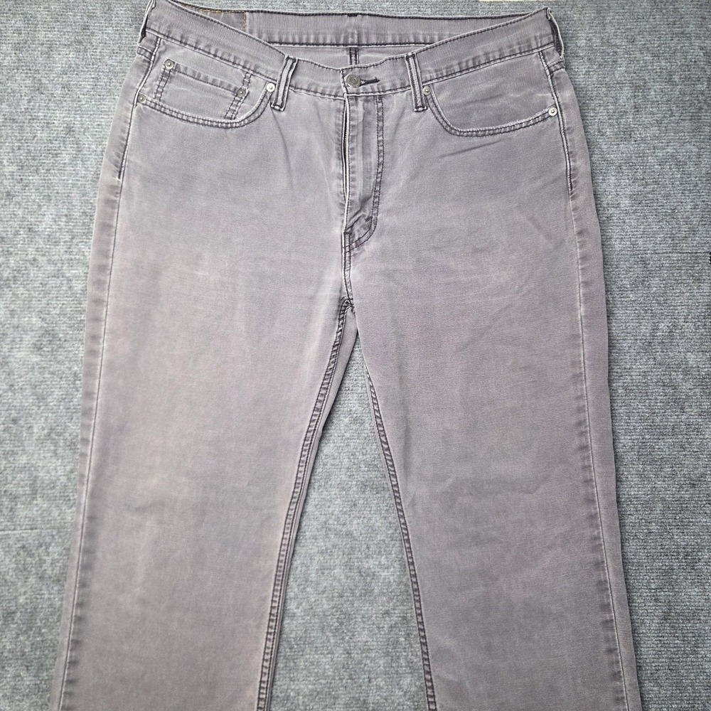 Levi 514 Straight Fit Jeans Mens 36x29 Gray Garment Dyed Denim Pants Distressed